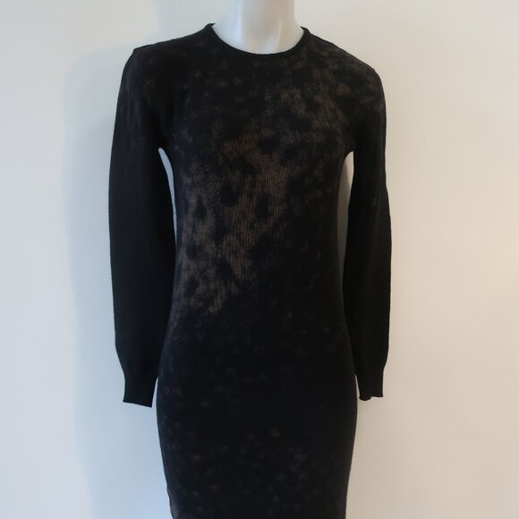 Womens Krizia Maglia Wool Angora Black Brown Tie Dye Midi Sweater Dress 40 US/XS - Picture 5 of 16
